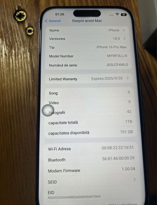 Vand iphone 16 pro max