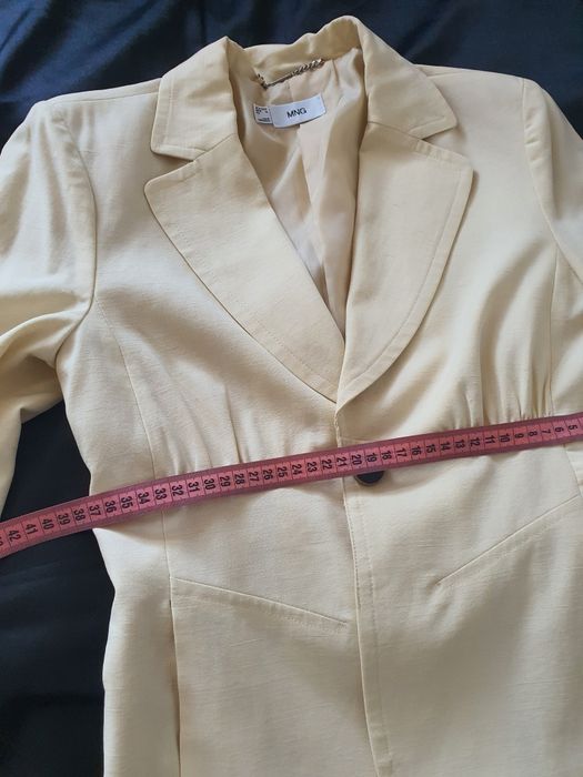 Sacou Mango MNG XS lyocell & in crem galben mustar slim fit nou elegant vară