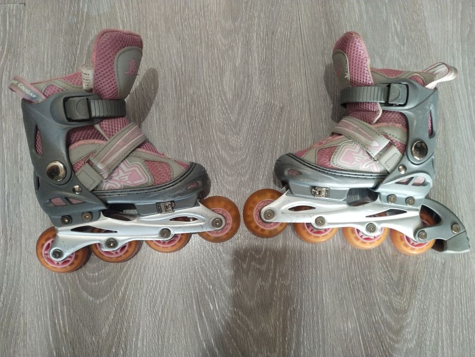 Оригинальные ролики Cougar + защита, размер 28–32, отличное состояние