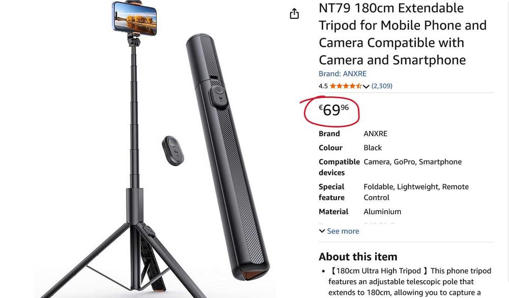 Trepied extensibil pentru telefon / selfie stick 180cm, cu telecomanda