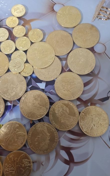 Vând monede placate cu aur de 24k Frank Iosif 4 ducat 1915 1la1