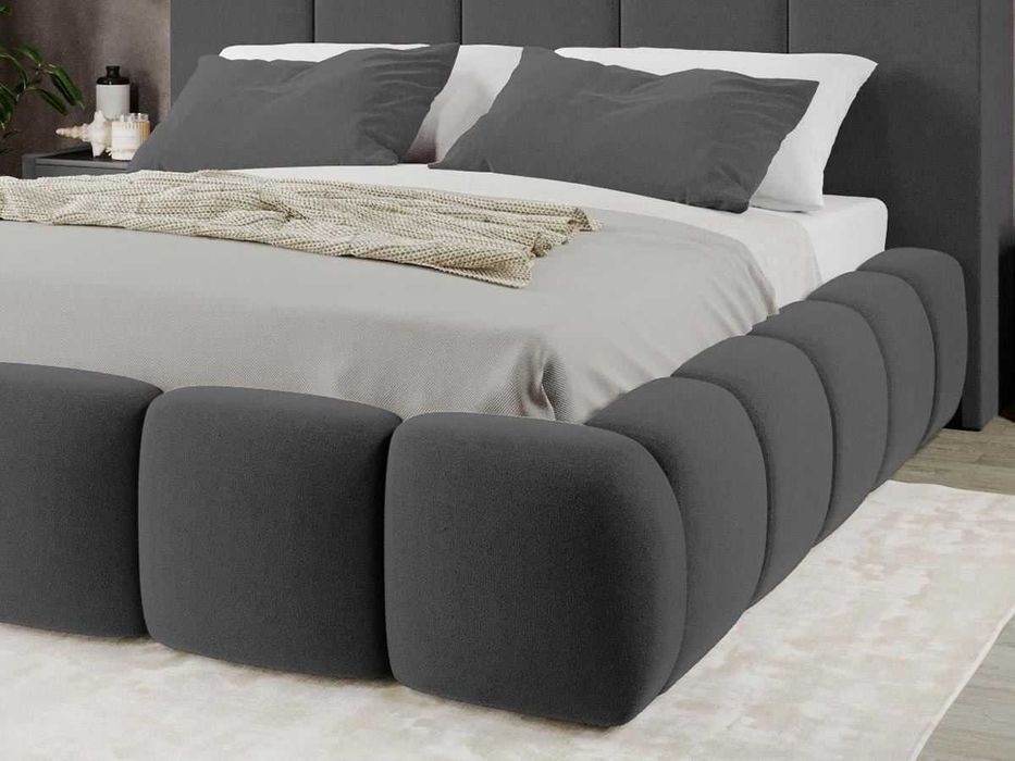 Pat Tapitat Noel Gri Inchis - Velluto 19 cu somiera rabatabila si lada