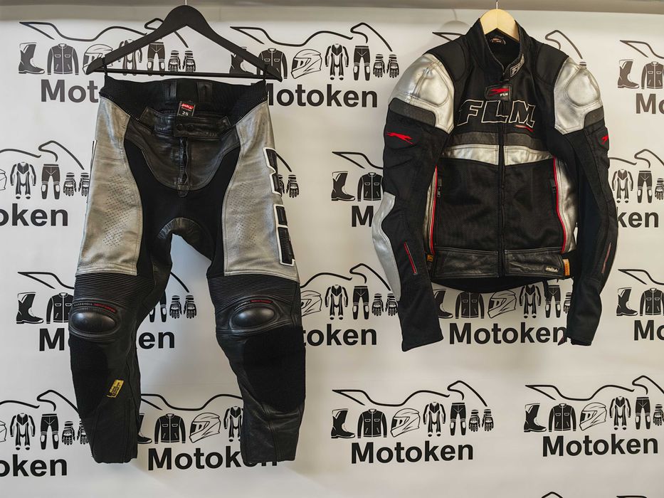 Costum moto piele/textil FLM marime 50/25