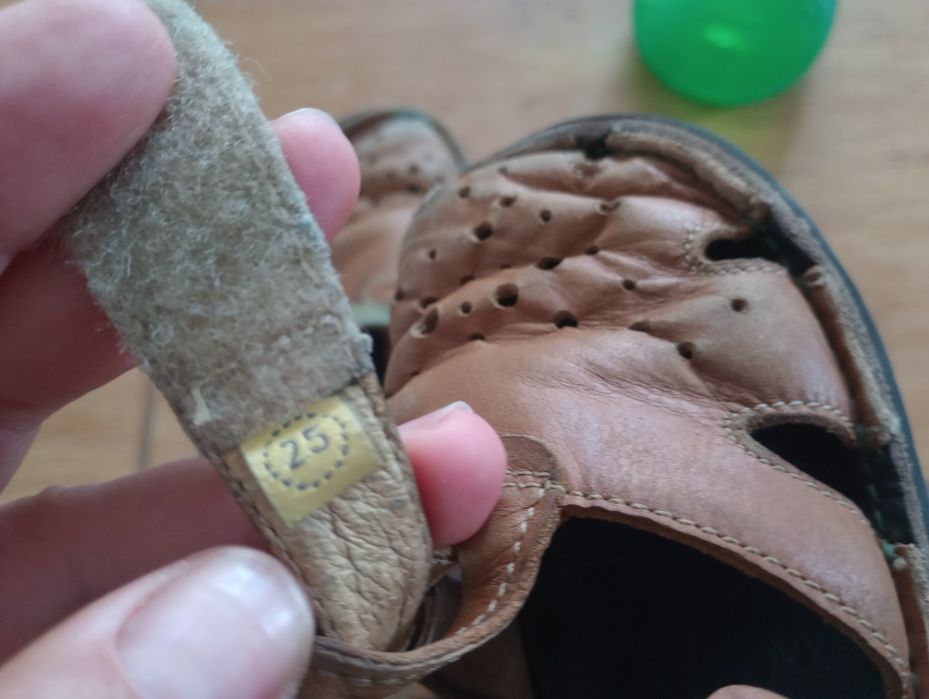 Сандали на Тики 25 номер кафеви, естествена кожа отвън и отвътре