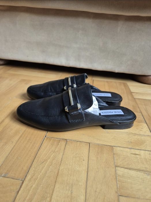 Saboți Eleganți Steve Madden Kera Flat - Piele Naturală Neagră - 38
