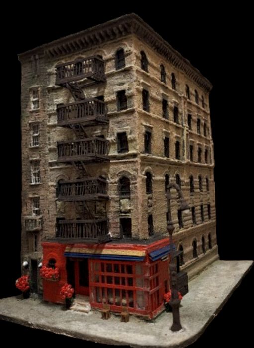 Арт интерпретация на емблематичната ъглова фасада от сериала приятели