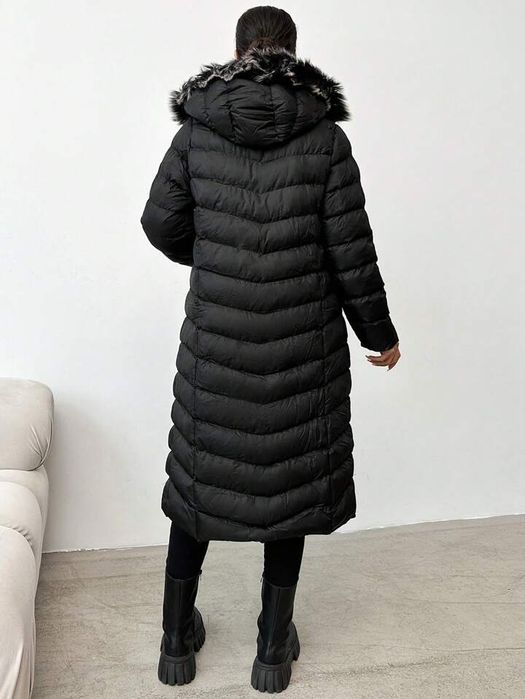 Дамско зимно дълго яке с пух