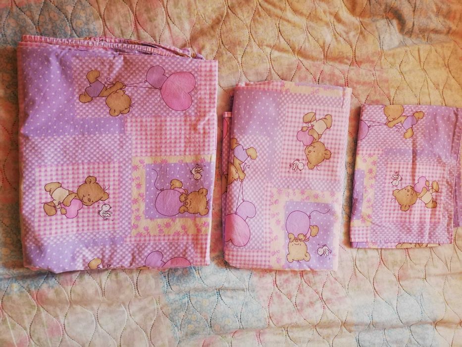 Спални комплекти/бельо с мечета, облачета и цветя за кошара 60х120