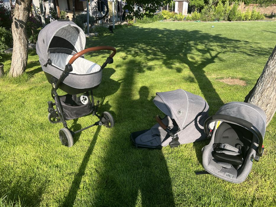Бебешка количка LORELLI Premium Комбинирана количка 3в1 CRYSTA GREY