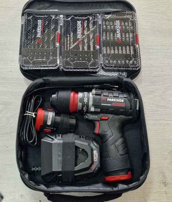 НОВ!Винтоверт PARKSIDE PBSPA12 E4 / 2 батерии,заряднo+свредла и битове