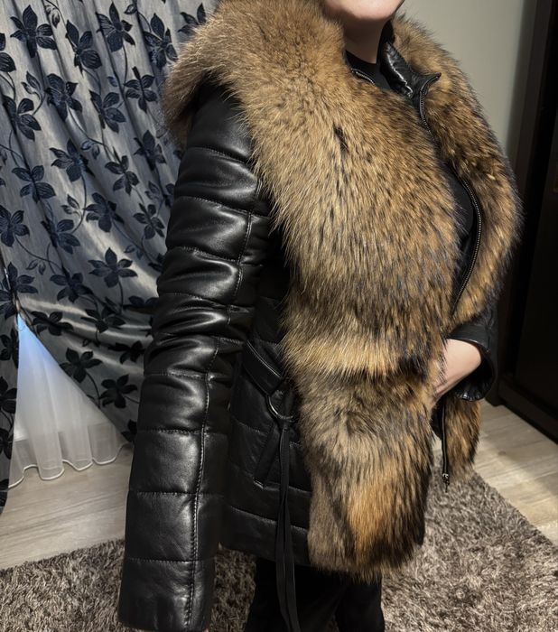 Geaca din piele naturala cu blana naturala