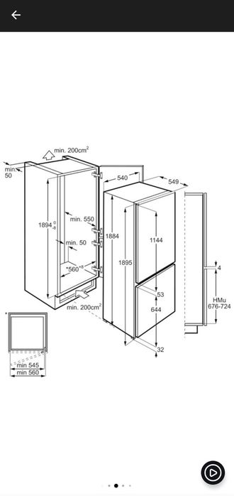 Vand electrolux frigider combina incorporabila