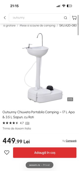 Chiuveta portabila camping curte