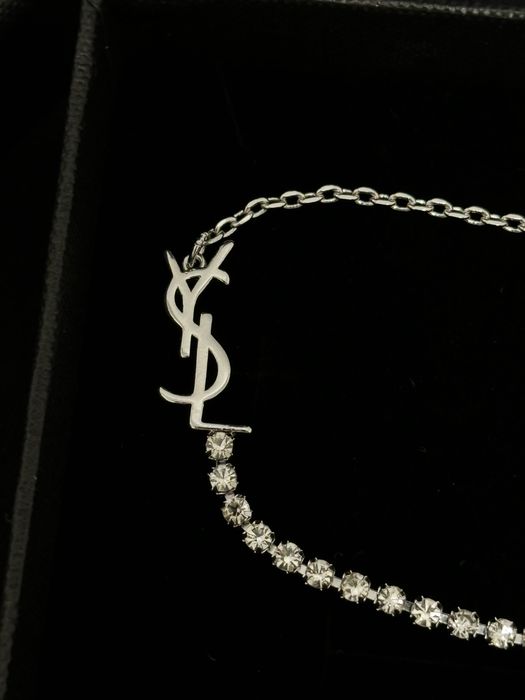 Bratara YSL Yves Saint Laurent Bracelet silver cu pietre
