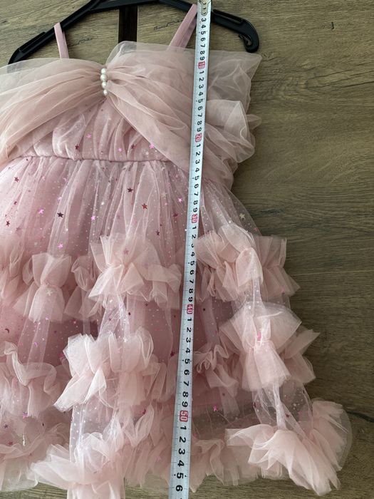 Rochie fetite roz cu tulle si perle