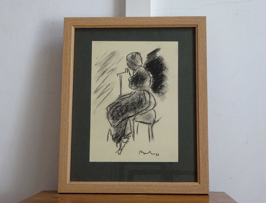 Corneliu Baba, ’Tataroaica pe fotoliu’|Tablou vechi, carbune pe hartie