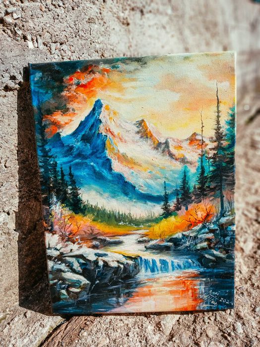 Execut la comanda picturi de peisaje pe panza in ulei