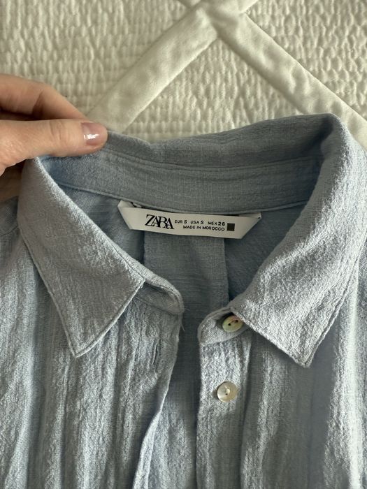 Рубашка Zara белая голубая
