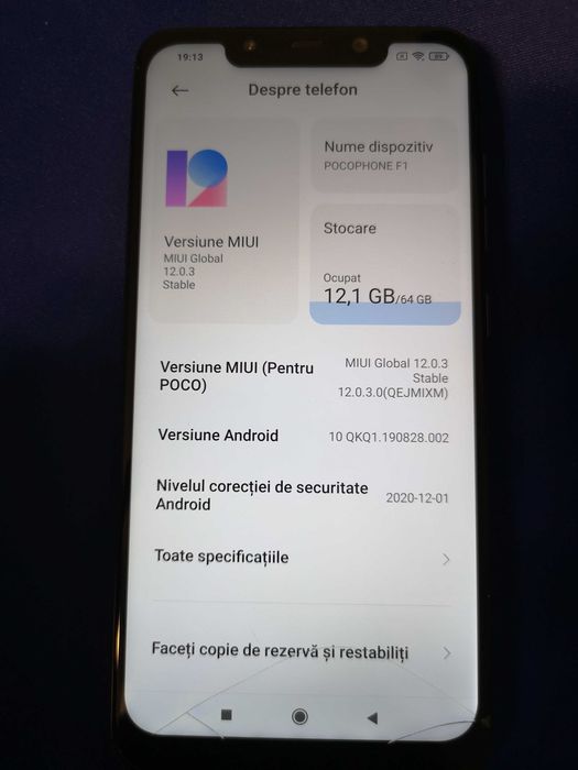Telefon mobil Xiaomi Pocophone F1, Dual SIM, 64 GB, 6GB RAM, 4G, Blue, sticla crapata