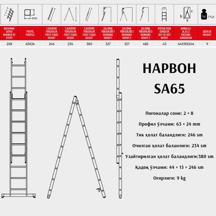 Turkiya Narvonlari. лестница, Alyumin narvon.