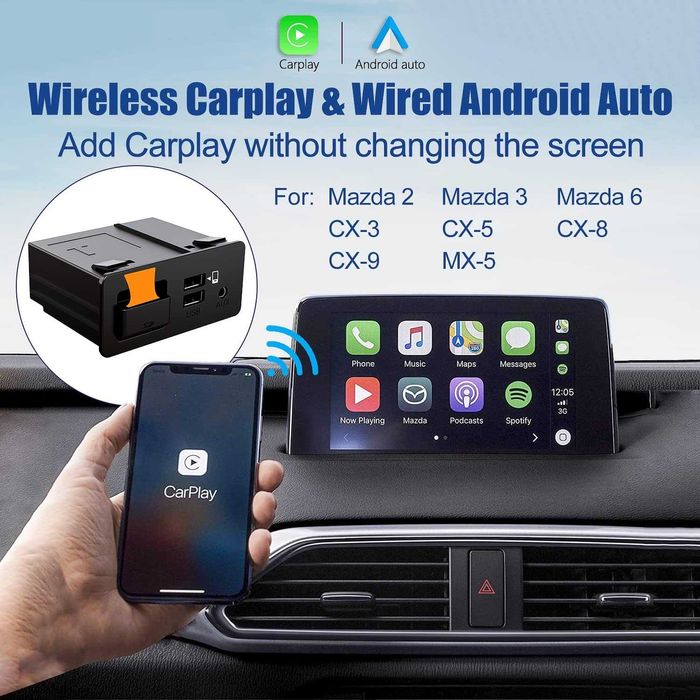 Безжичен Apple CarPlay & Android Auto Модул за Mazda 2, 3, 6, CX-3, CX-5 ,CX-9 MX-5
