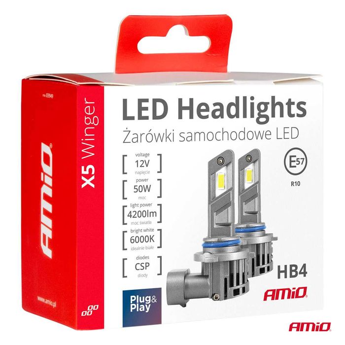 LED  Крушки X5 серия Winger HB4 6000K 50W Canbus
