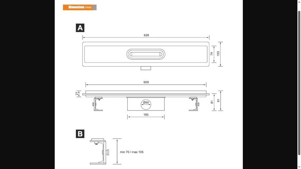 Линейни подови сифони за баня MMotors, Закалено стъкло -20% ОТСТ. Авг.
