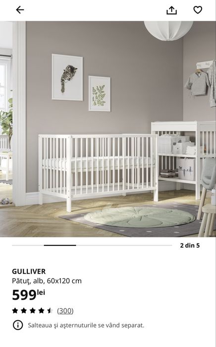 Patut IKEA Gulliver si saltea IKEA Skonast 120x60