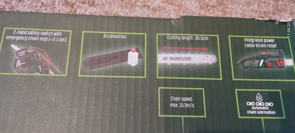 електрически верижен трион парксайд