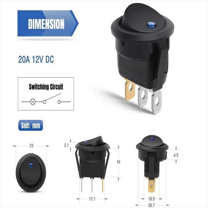 Бутон, прекъсвач, копче 12V 220V 3A 6A 20A, светещ бутон