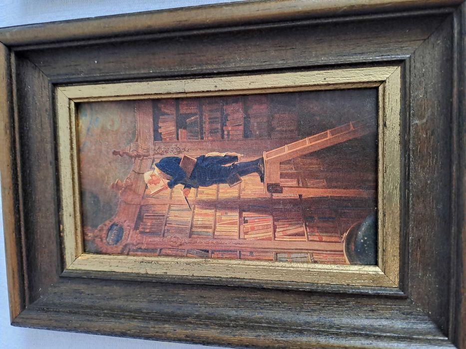 tablou pictura in ulei reproducere Carl Spitzweg 16/22 cm