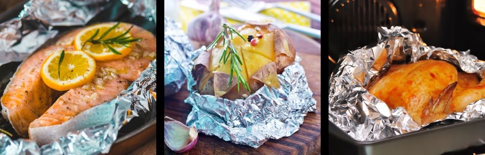 1) пищевой стричь фольга для готовить и хранить Блюда помогают Хазайка