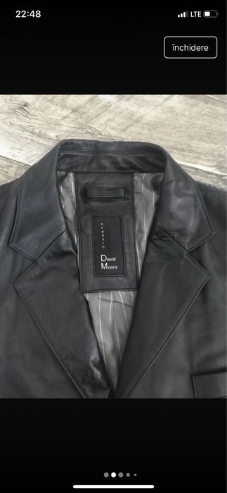 Sacou de piele de barbati David More marimea 54, XL