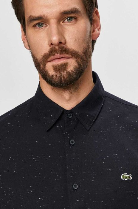 Cămașă Lacoste bărbați, cu mânecă lungă, slim, albastru marin, S