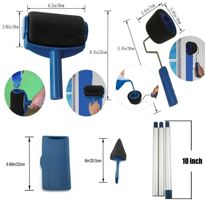 Голям и малък валяк за боядисване с резервоар 6 части