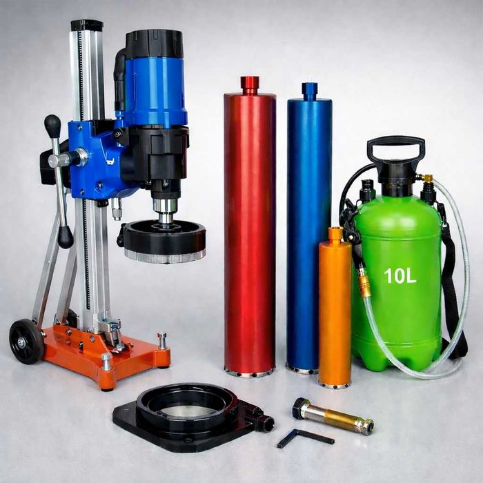 KIT Profesional Mașină Carotat + 2 Carote + Accesorii | 230 mm | pentru Instalatori | Gaura hota | Noua
