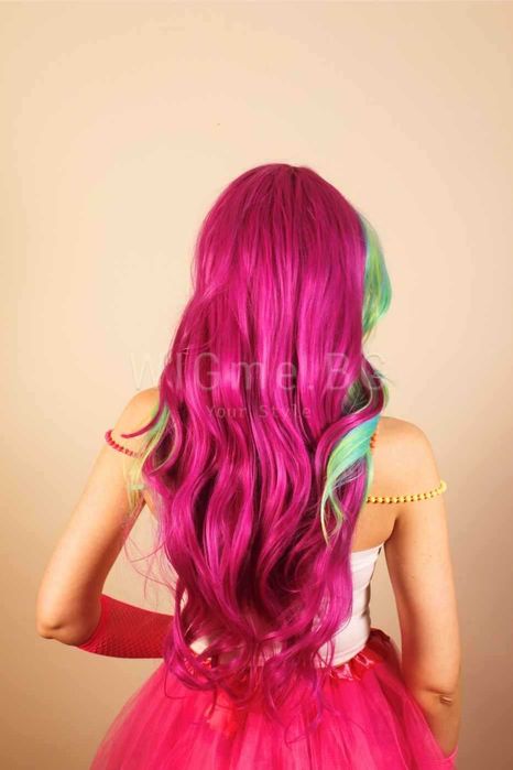 Дълга къдрава цветна лейс фронт перука Нана