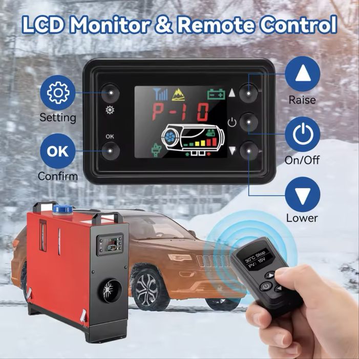 Суха Дизелова Печка с дисплей 8 kW за Бус, Каравана, Камион, Кемпер