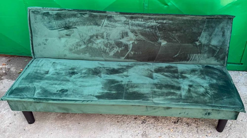 Canapea Extensibila Verde Smarald; Pat cu Saltea 175x100 cm