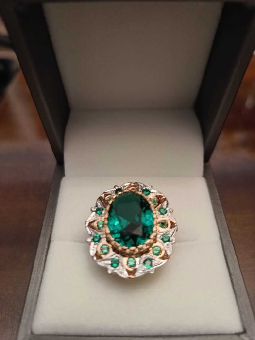 Inel stil Art Nouveau din aur roz 9kt și argint