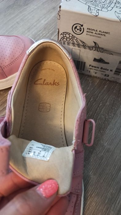 Clarks - Pantofi sport de piele cu velcro, Roz prafuit, 33 E