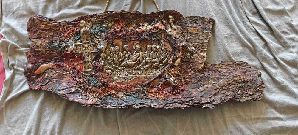 RARITATE:  Gigant "Cina cea de Taină" - Artist Nikos Barberis 1982 (75x26 cm)