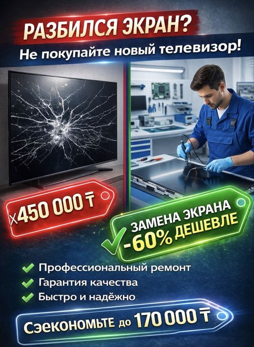 Ремонт телевизоров на дому за 40 минут
