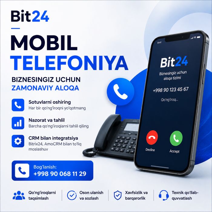 Mobile telefoniya , o’zingizni raqamingiz qoladi.