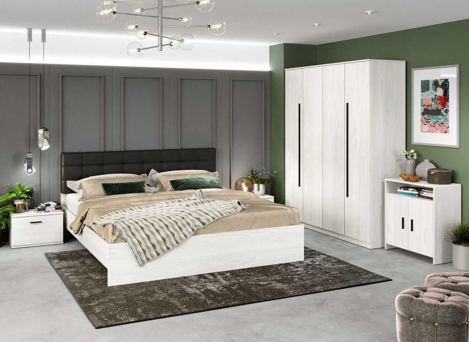 Set Dormitor Douglas C06 Tapitat Wenge - Transport Gratuit