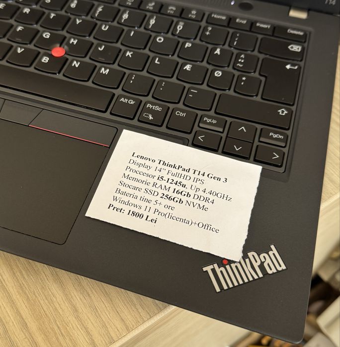 Laptop Lenovo ThinkPad T14 Gen 3 intel i5(12th)Ram 16Gb/Ssd256Gv/windows 11
