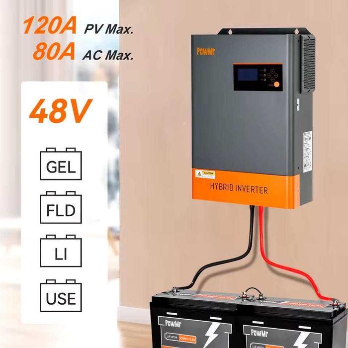 Хибриден слънчев инвертор 6.2KW 48V 220V паралелно до 12 единици