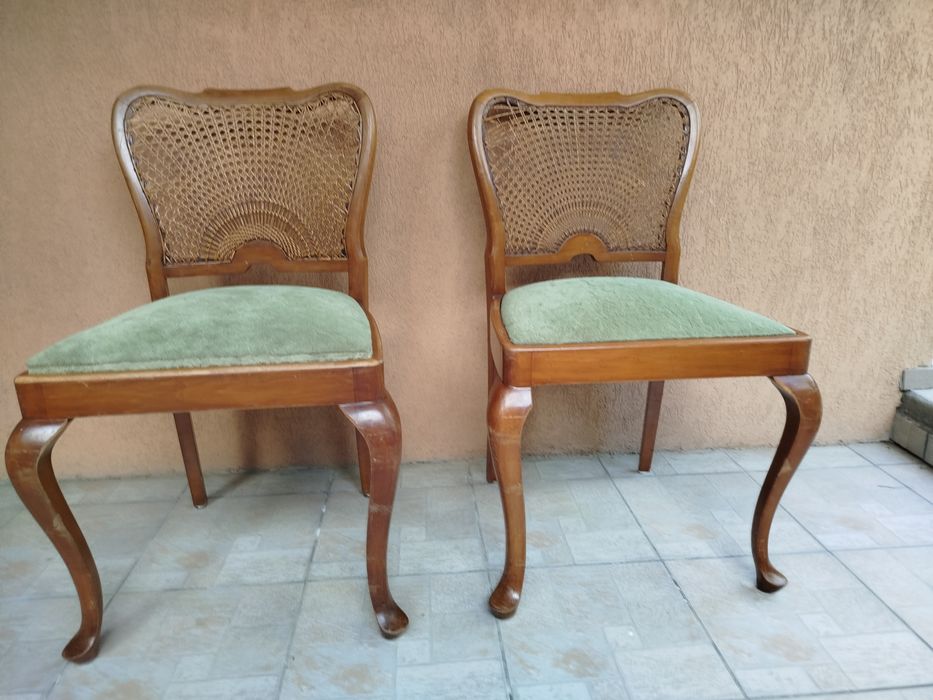 2 scaune lemn tapițat