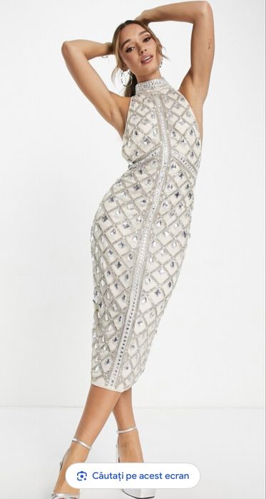 Rochie midi cu franjuri Rare London / Asos