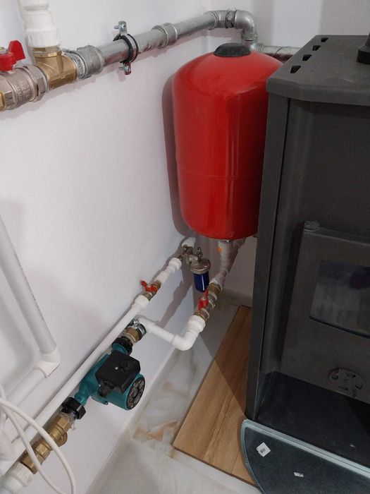 Kit Termosemineu pe lemne Fornello Roma E, Bordeaux, 22 kW, 49x45x103 cm, boiler termoelectric 100l